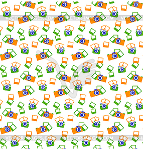 Seamless photo cameras pattern - vector image