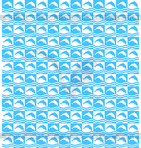 Summer mosaic pattern with dolphins - royalty-free vector image