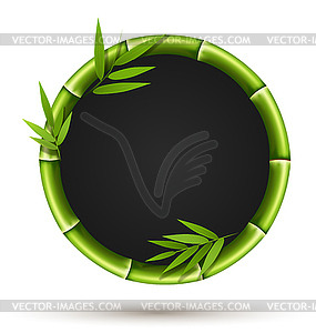Bamboo circle frame with leaves - vector clipart