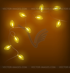 Glowing Christmas lights on brown - vector EPS clipart