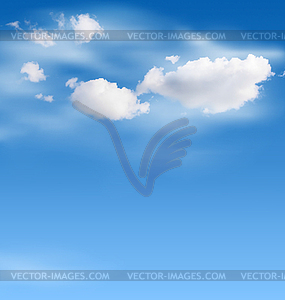 White clouds in sky on blue - vector clipart