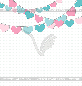 Hearts buntings garlands - vector clipart