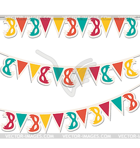 Multicolored buntings with carnival masks - vector clip art
