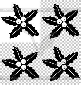 Black-and-White Holly with transparency - vector clipart