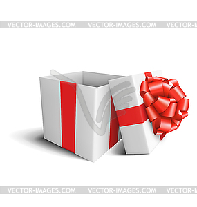 White Celebration Gift Box with Red Bow - vector image