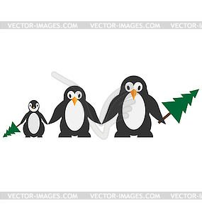 Penguins family - vector clip art