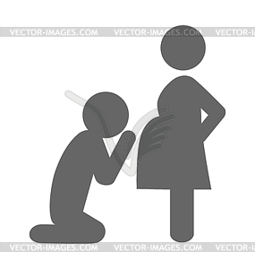 Pregnant woman and her husband pictogram flat icon - vector clipart