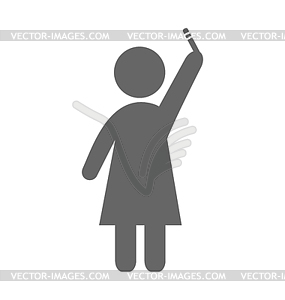 Pregnant woman with pregnancy test with two lines - vector image