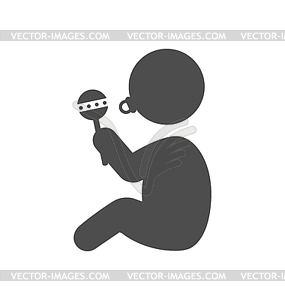 Baby with beanbag and dummy pictogram flat icon - vector clip art