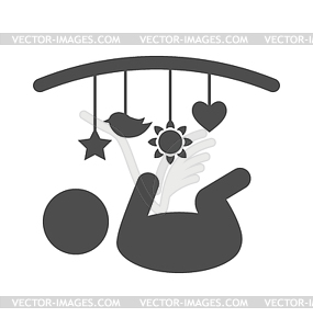 Baby with hanging toys pictogram flat icon - vector clipart