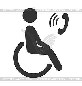 Disability man pictogram flat icon phone - vector clipart