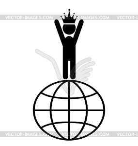 King of World Win Leader People Flat Icons Pictogra - vector image