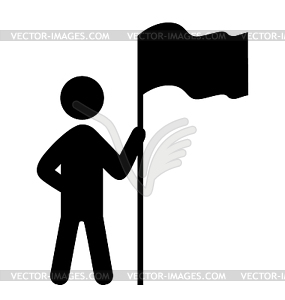 Люди Человек с флагом квартира иконы Обозначение - изображение в векторе / векторный клипарт