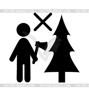 Зимний Внимание Не Чоп Рождественская елка Flat - векторный клипарт Royalty-Free