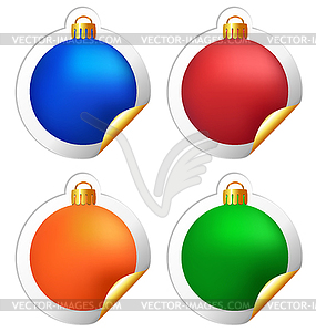 Christmas balls stickers - vector clip art
