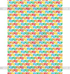 Bright abstract seamless horizontal wave pattern - color vector clipart