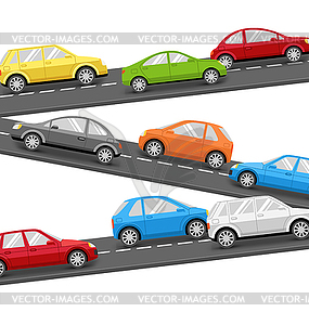 Cars on Road. Transport Background - vector clipart / vector image