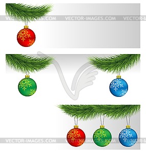 Christmas balls on pine branches - vector clip art