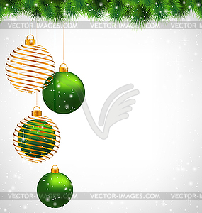 Christmas ball on pine on grayscale - vector clip art