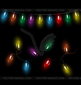 Led Christmas lights on black - vector image