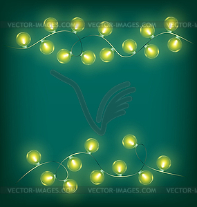 Christmas lights on cyan - vector image