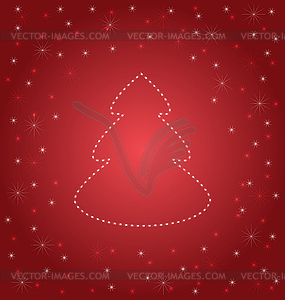 Shining Christmas tree on red - vector image
