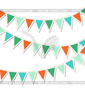 Set of multicolored flat buntings garlands - vector image