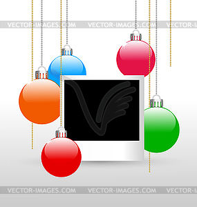 Photoframe with christmas balls - vector clipart / vector image