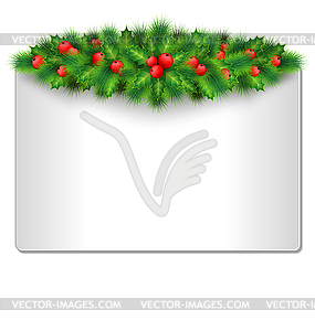 Frame with holly and pine - vector clipart