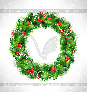Christmas wreath on grayscale - vector clipart / vector image