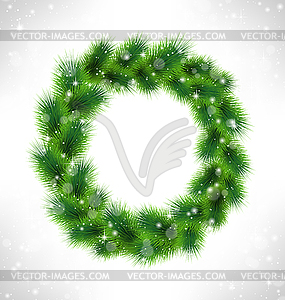 Christmas wreath like frame in snowfall on grayscal - vector clip art