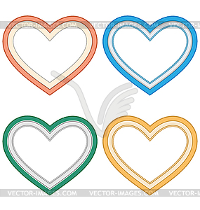 Четыре сердца люблю рамок - стоковое векторное изображение