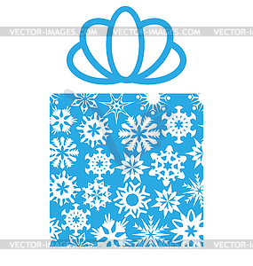 Gift box with snowflakes - vector image