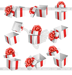 Set Collection of White Celebration Gift Boxes - vector clipart
