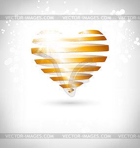 Golden Spiral heart with glow on grayscale - vector clip art