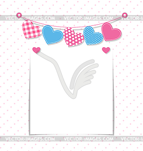 Paper frame with stitched hearts buntings garlands - vector image