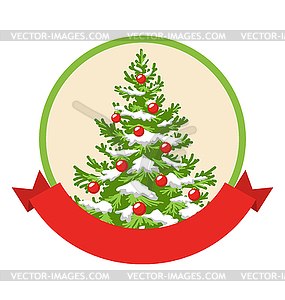 Christmas Winter Label Icon with Decoration - vector clipart