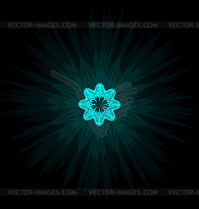 Self-illuminated cyan snowflake on black - vector clipart / vector image