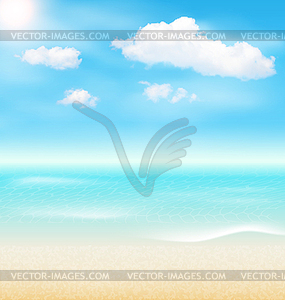 Beach Seaside Sea Shore Clouds. Summer Holiday - vector image