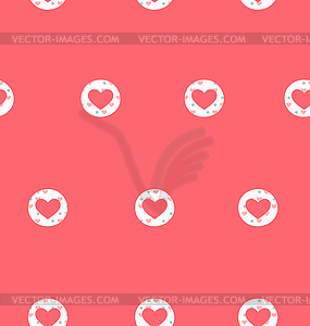 Seamless pattern with heart on pink - vector clipart