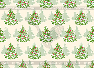 Seamless Pattern with Evergreen Christmas Tree - vector clipart