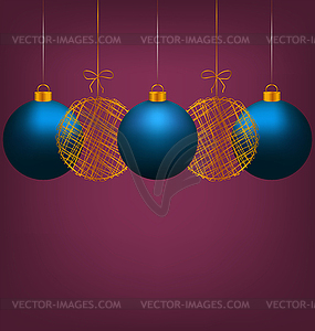 Christmas balls on violet - vector clipart