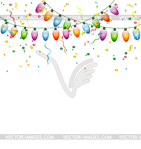 Christmas lights with confetti - vector clip art