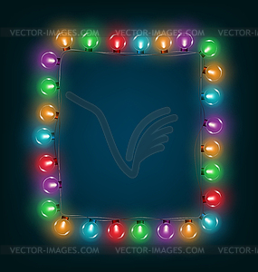 Multicolored glassy led Christmas lights garland - vector image