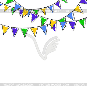 Multicolored hand-drawn buntings garlands in - vector image