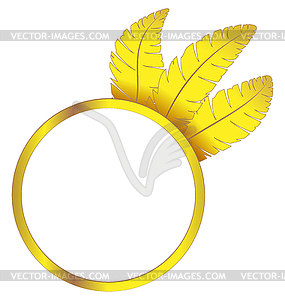 Gold frame ring with feathers - royalty-free vector image
