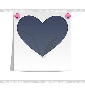 Love photo frame on wall with pink pins - vector image