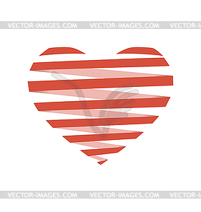Red flat Spiral heart like origami - vector clip art