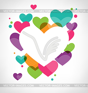 Abstract frame with multicolored hearts on grayscale - vector clipart / vector image