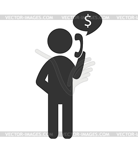 Бизнес финансы значок с телефоном - изображение векторного клипарта